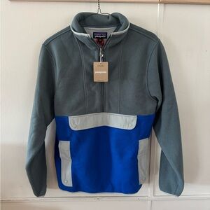 NWT Patagonia Synchilla Anorak Pullover Fleece Grey/Blue Unisex Men M, Women L
